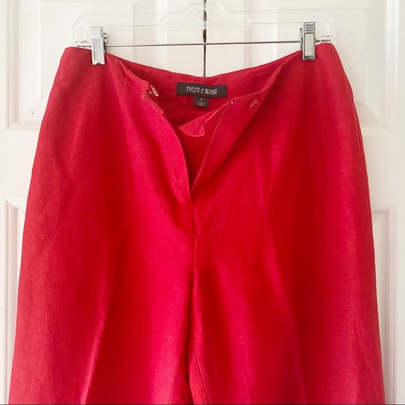 Evelyn & Arthur Womens Red Linen Silk Lined Dress Pants Slacks Trousers Size 8 - Picture 2 of 11